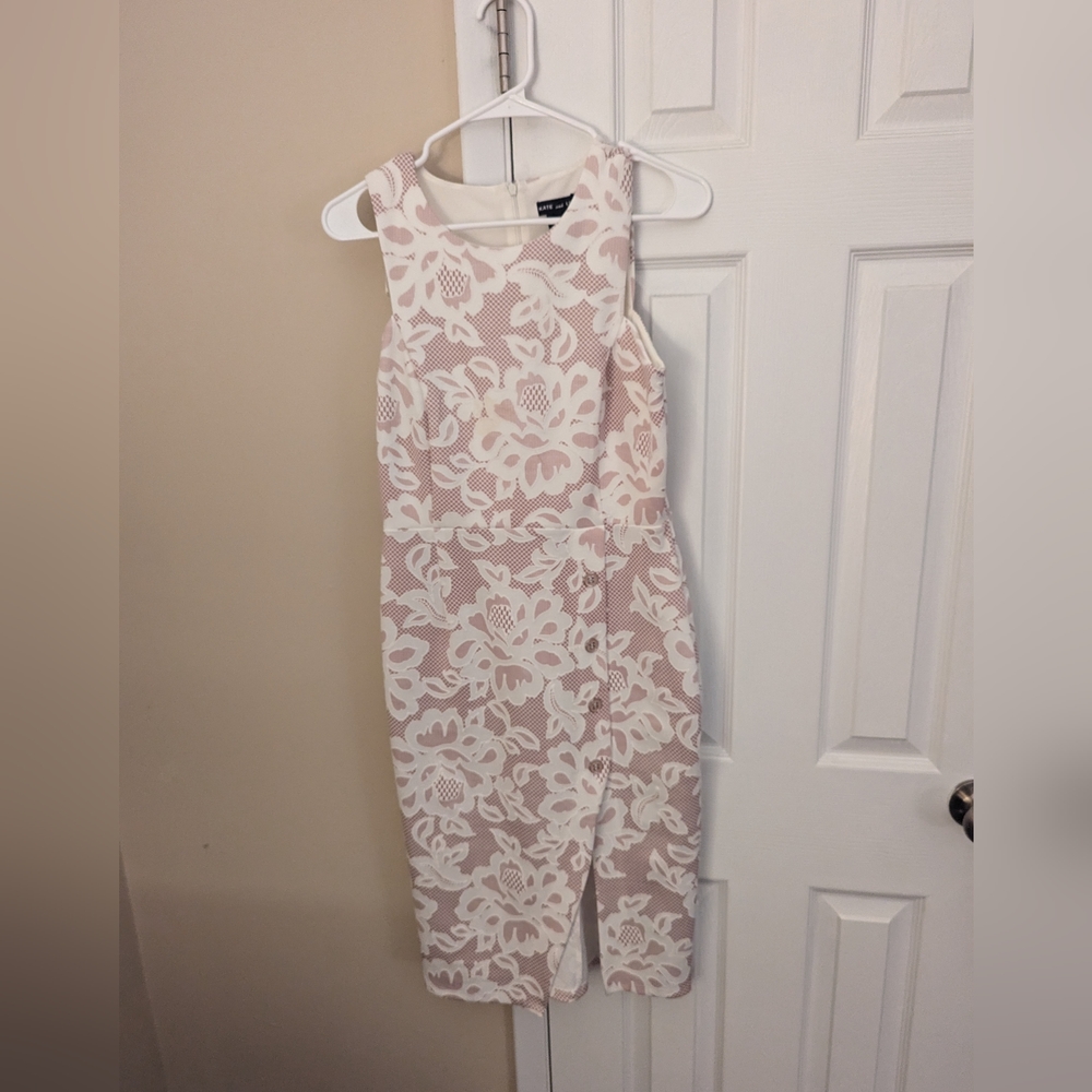 Blush dress with white lace
